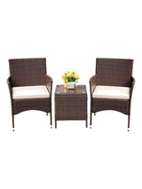 Sabbia 3-piece brown wicker conversation set, studio view on white