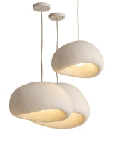 Two Saku pebble pendants grouped at different heights