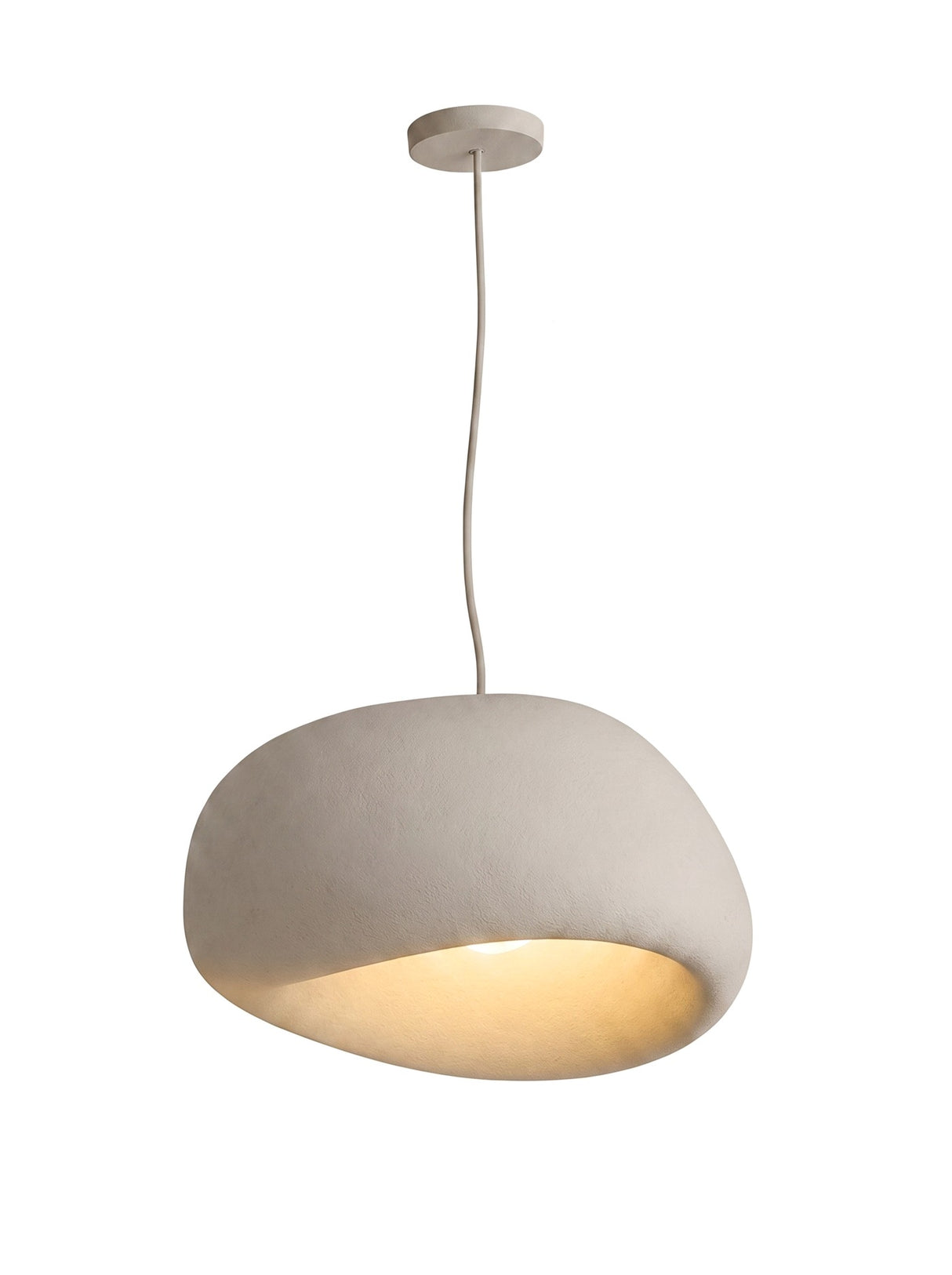 Saku pendant in stone grey finish, front view