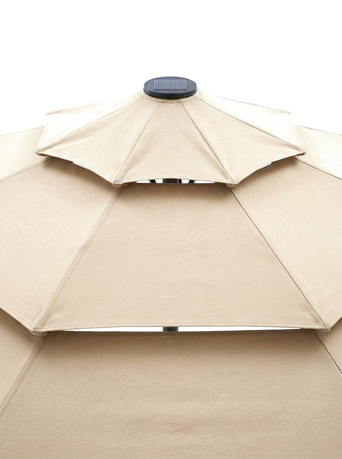 Sera three-layer vented top with solar panel, close-up on white