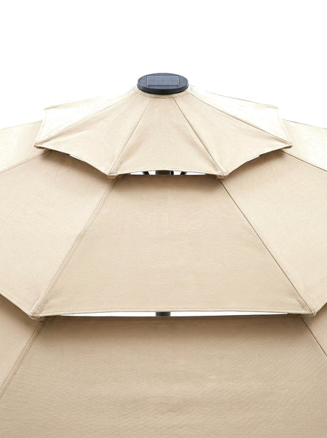 Sera three-layer vented top with solar panel, close-up on white