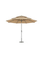 Sera 10ft solar LED patio umbrella in khaki, studio view on white