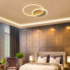 Modern LED Gold Ceiling Light Fixture – Dual Round Aluminum Ring Minimalist Chandelier