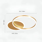 Modern LED Gold Ceiling Light Fixture – Dual Round Aluminum Ring Minimalist Chandelier