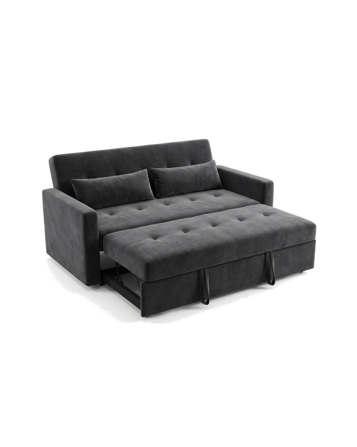 Sonno converted into a flat sleeper bed — studio view