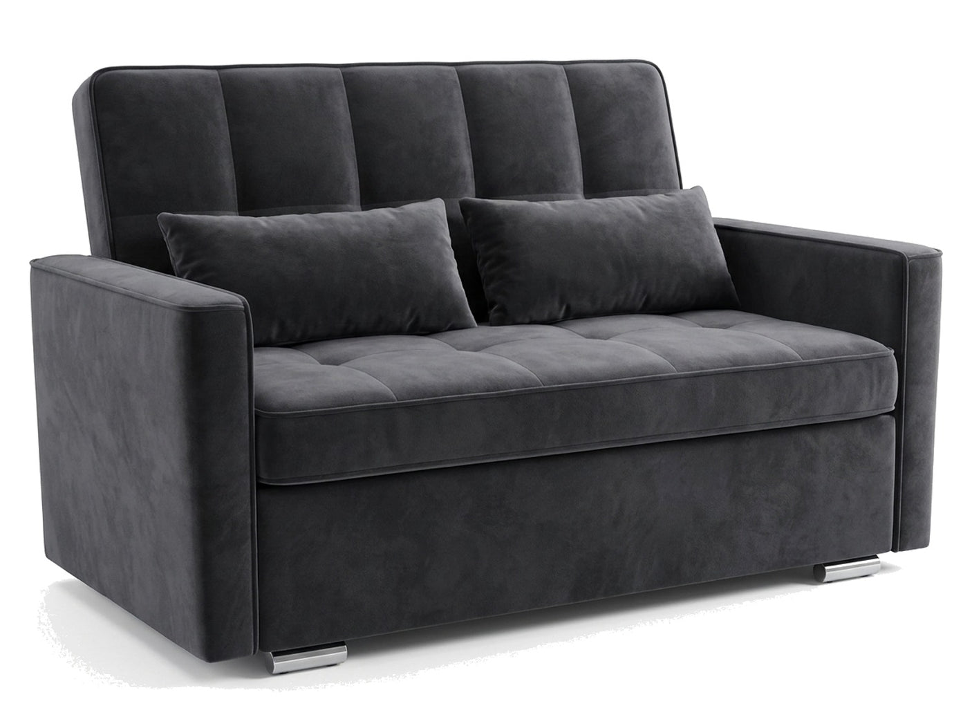 Sonno charcoal-grey velvet convertible loveseat — front studio view