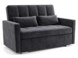 Sonno charcoal-grey velvet convertible loveseat — front studio view
