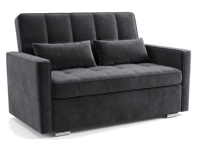 Sonno charcoal-grey velvet convertible loveseat — front studio view