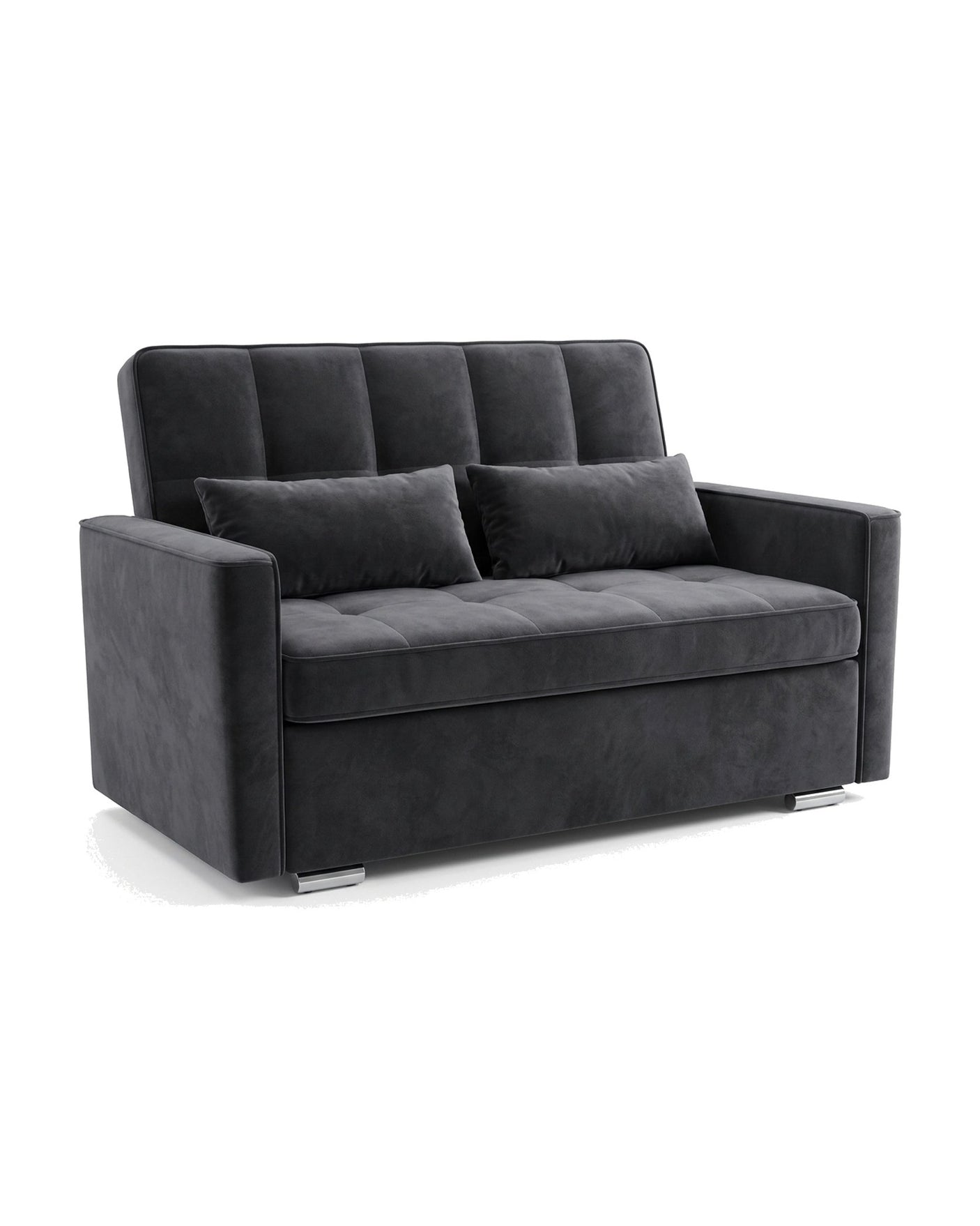 Sonno charcoal-grey velvet convertible loveseat — front studio view