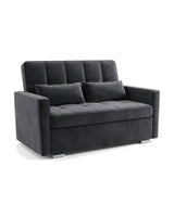 Sonno charcoal-grey velvet convertible loveseat — front studio view