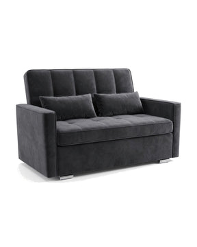 Sonno charcoal-grey velvet convertible loveseat — front studio view