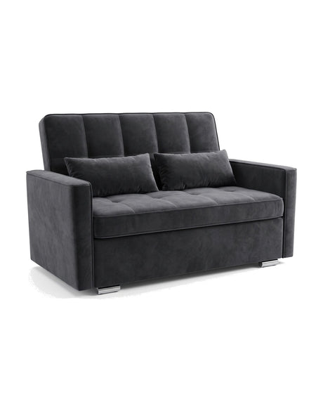 Sonno charcoal-grey velvet convertible loveseat — front studio view