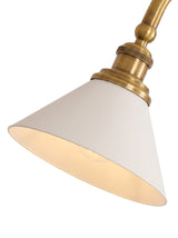 Close-up of the conical shade and knurled brass socket