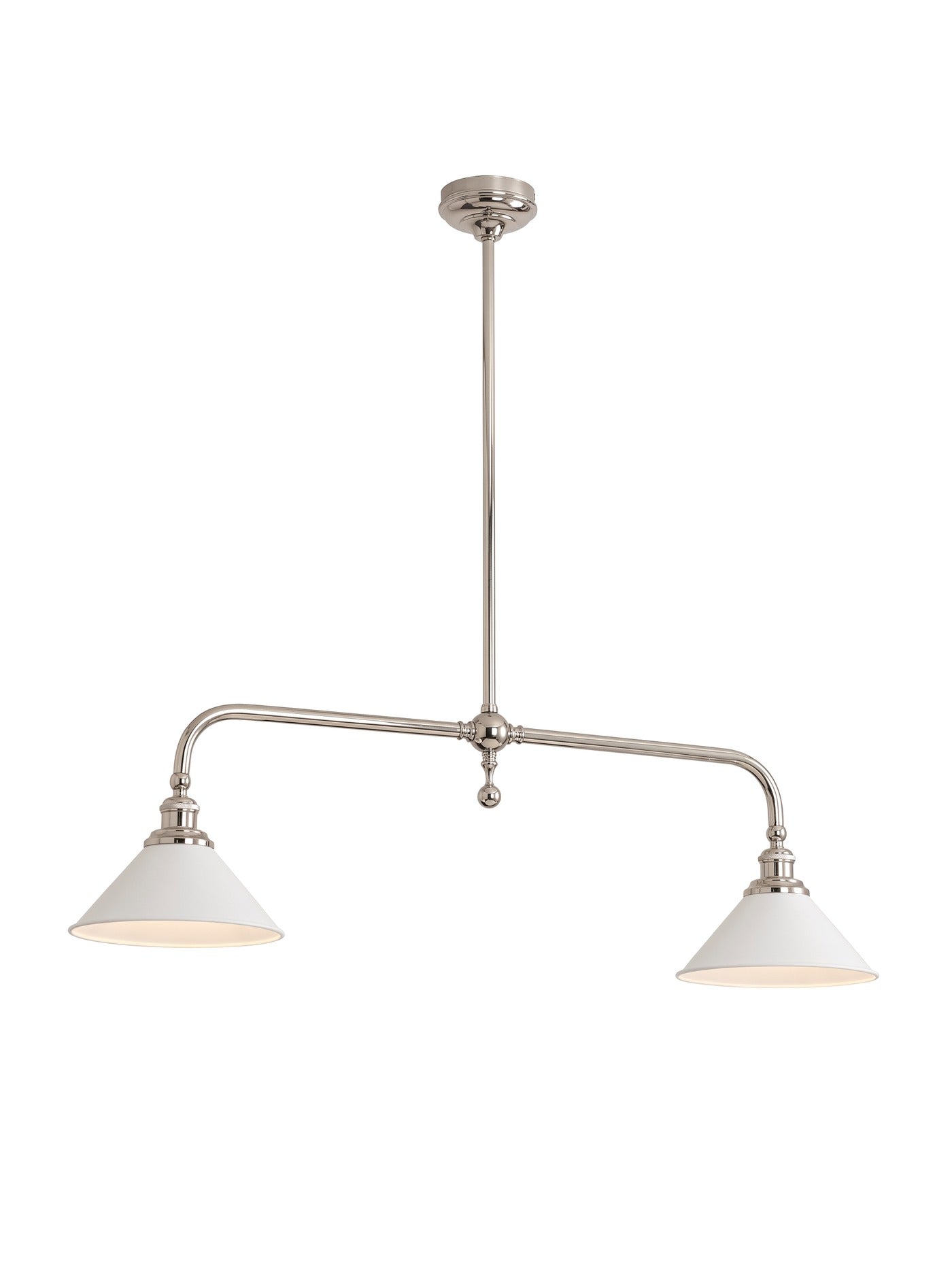 Thetford linear pendant light in nickel finish, front view