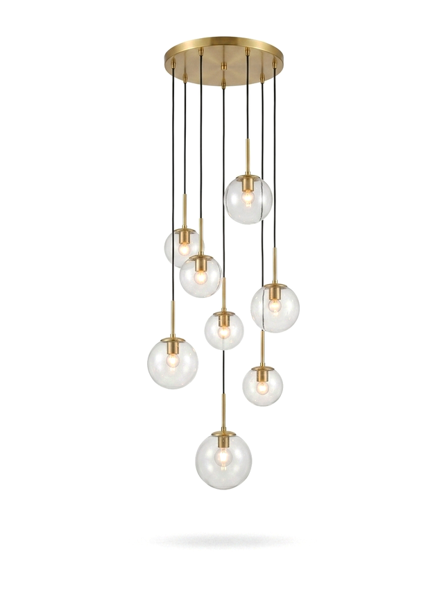 Modern Chandelier with 7 Dimmable Glass Globes — studio white