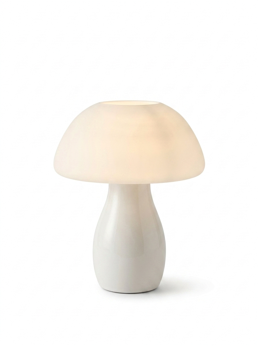Fungo Ceramic Mushroom Table Lamp — studio white