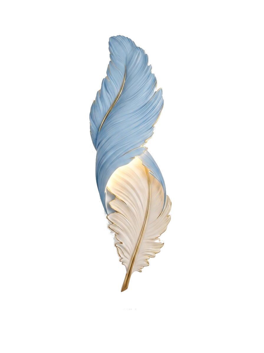 Art Deco feather wall sconce — studio white