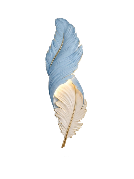 Art Deco feather wall sconce — studio white