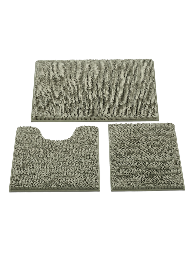 Pebble chenille bath mat set — studio white