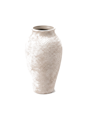 Willa ribbed ceramic vase — studio white